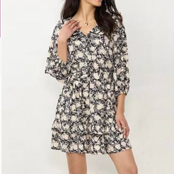 LAUREN CONRAD RUFFLE CHIFFON SHIRT DRESS - Picture 8 of 9